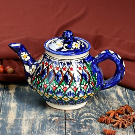 Rishtan ceramics "Patterns", 700 ml, blue