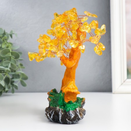 Bonsai souvenir "Cash tree with amber - house" 90 stones 18x17x5.5 cm-3