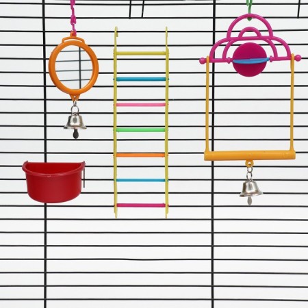 A set of bird toys (bath, feeder, mirror, swing, ladder), 35 x 28 cm-1
