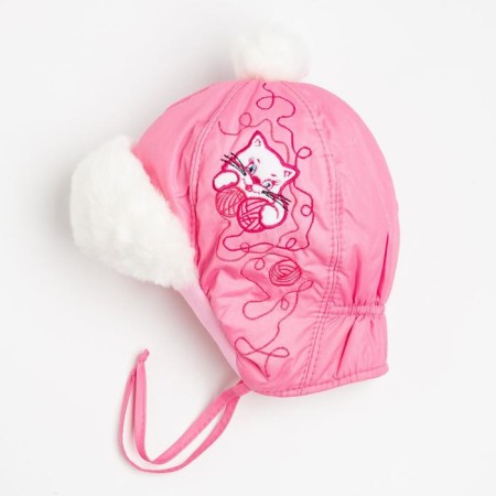 Kitty hat for a girl, pink color, size 44-3