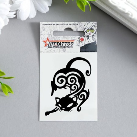 Tattoo on the body "cat" 5.3x6.3 cm