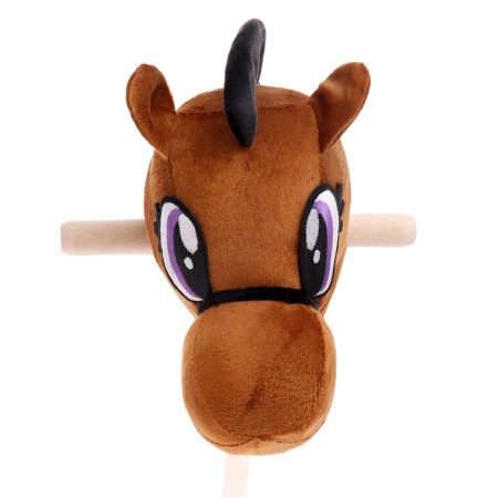 Soft toy "horse-horseman" on a stick, brown color-1