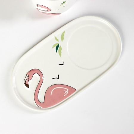 Tea couple ceramic "Tropics", 300 ml, stand 21 × 11.5, spoon-4