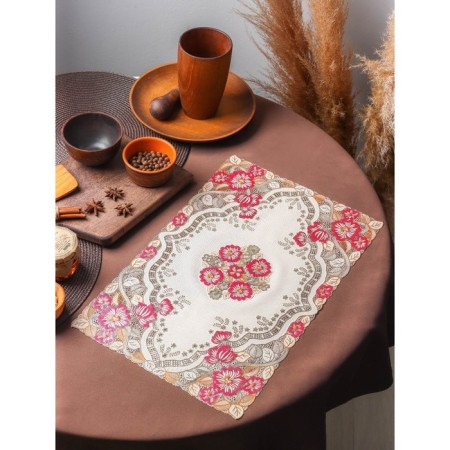 Openwork napkin for the table “forget-me-nots”, 45 × 30 cm, metallic color pink-orange-4