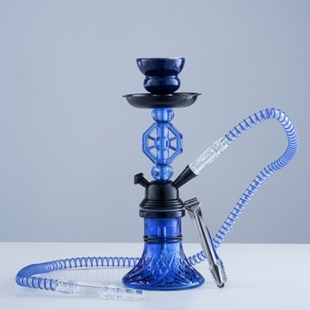 Hookah "Taishet", small, mine flat ornament, 27 cm, d bowl-5 cm, blue