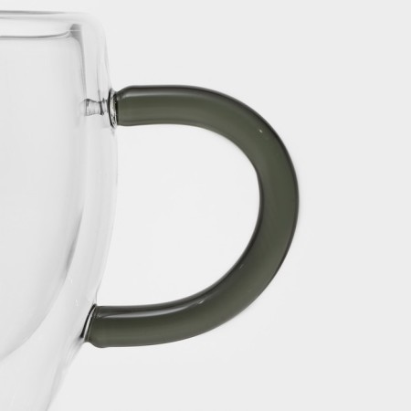 Glass cup with double walls Magistro "Adele", 200 ml, black color-2