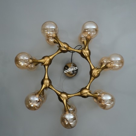 Chandelier "Molecule" 16xg9 brass 82x82x36-186 cm-12