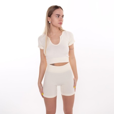Female set (top, shorts), beige color, One size (42-46)-2