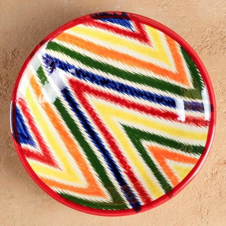 The plate of Rishtan ceramics "Atlas", multi -colored, deep, 20 cm-1