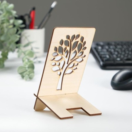 Stand for the phone "tree", 15x8 cm, linen, wood-2