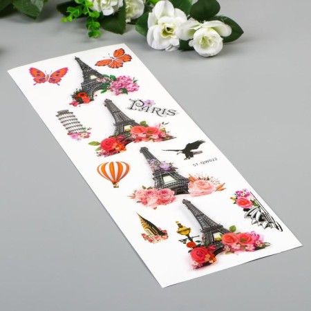 Plastic sticker "Eiffel Tower" Silver lines mix 42.5x12.5 cm-1