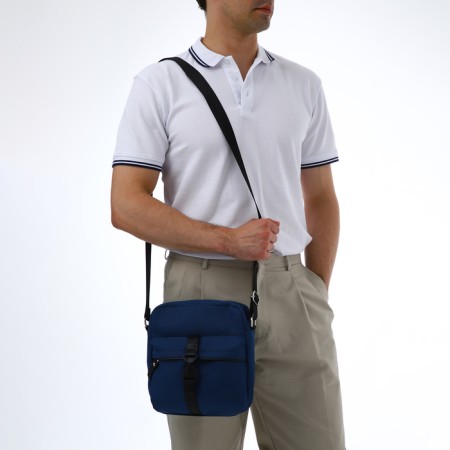 Male bag over the shoulder, textura, textiles, blue color-8
