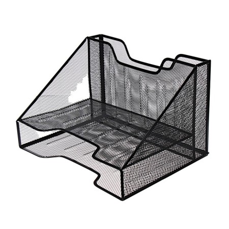 Calligrata, table, 3 compartments, mesh, metal, black-1