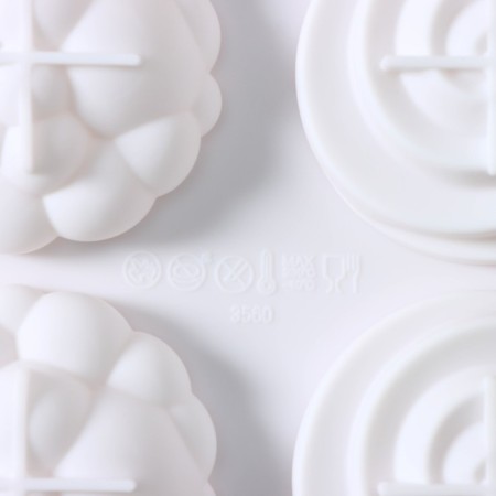 Form for mousse desserts and baking konfinetta "Karamella", silicone, 29.5 × 17.2 × 2.5 cm, 8 cells (d = 6.5 cm), white color-5