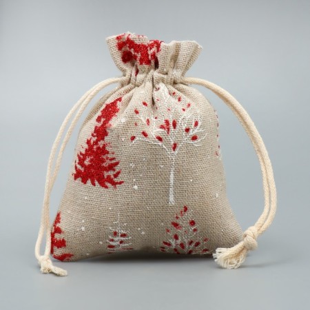 Bag gift canvas "Forest and sun", canvas, 10 x 12 cm +/- 1.5 cm, New Year