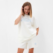 Комплект (футболка, шорты) женский MINAKU: SPORTY & STYLISH цвет экрю, р-р 42