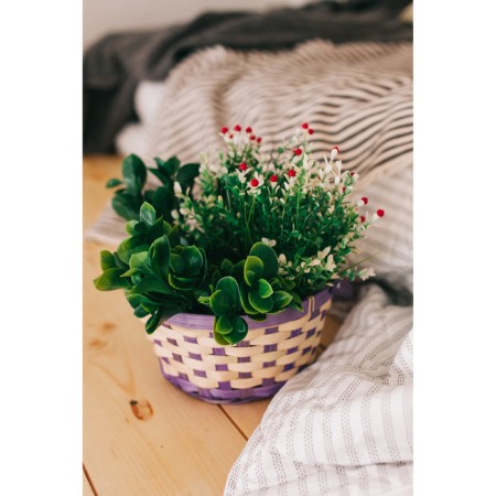 Wicker basket, bamboo, 21x21x10/24 cm, purple-3