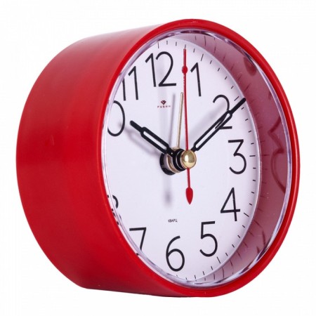 Clock - alarm clock "Classics", discrete move, 8 x 8 cm, red-1