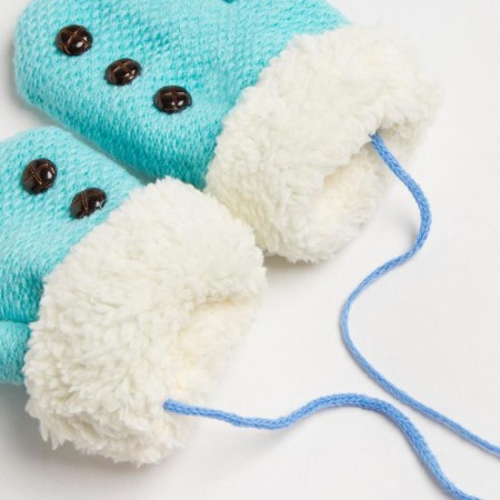 Baby mittens Minaku with buttons, 15 rp (15 cm), central blue-2