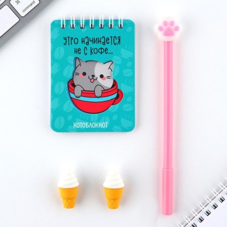 Chancellery set "I have paws": pen, eraser 2 pcs, notebook-1