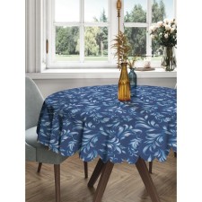 The tablecloth “Pattern on a blue background”, round, Saten, d = 150 cm