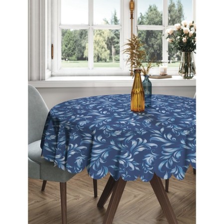 The tablecloth “Pattern on a blue background”, round, Saten, d = 150 cm