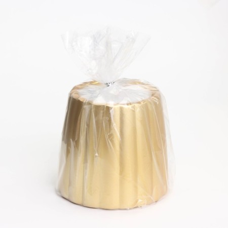 A candle in a candlestick of gypsum with smooth faces, 9.5x9cm, gold-3