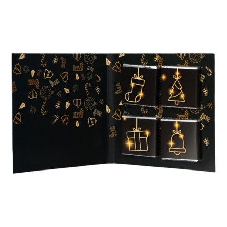 New Year. Chocolate postcard "Golden Patterns", 4 pcs x 5 g-1