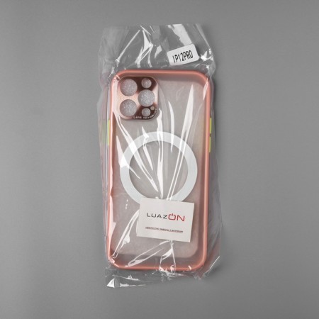 Luazon cover for the iPhone 12 Pro, support for Magsafe, edging, plastic, pink-3