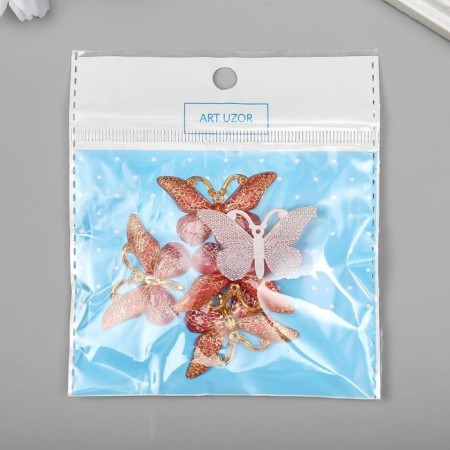 Decor for creativity Plastic "Butterfly with golden lines" MIX 2.3x3.8 cm-2