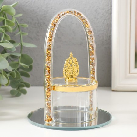 Casket glass "Ark with gold pebbles on the podium" Transparent 10*10*13.5 cm-1