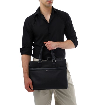 Male Business Bag, Textura, 2 external pockets, black color-8