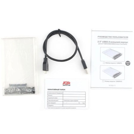 External case for HDD/SSD AGESTAR 3UB2P4C SATA III USB3.0, plastic, transparent, 2.5 "-1
