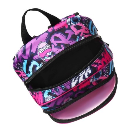 School backpack 38 x 27 x 17, ergonomic back, Devente Attomex Basic, Yes Girl, purple 7033439-8
