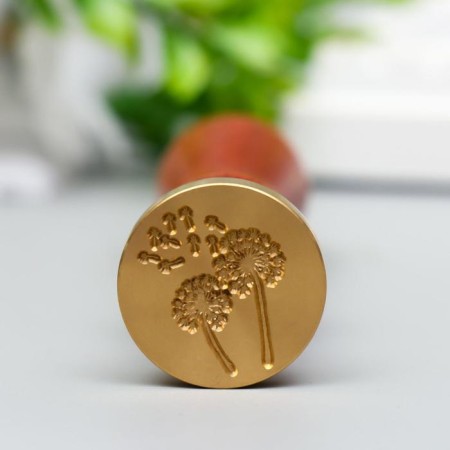 Printing for wax with a wooden handle "Dandelion" 9x2.5x2.5 cm-1
