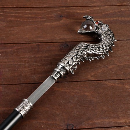 Souvenir product cane with a dagger, blade 30cm, handle dragon-2