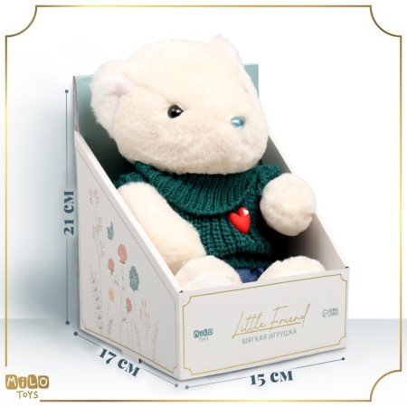 Soft toy "Little Friend", Bear in a green sweater-1