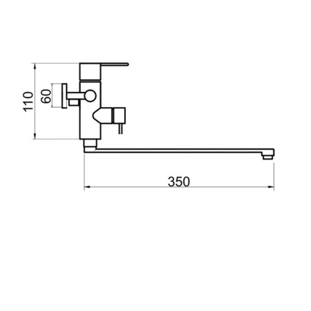 Bath mixer "RMS" SUS124BL-006EP, pouring 350 mm, shower set, stainless steel-4