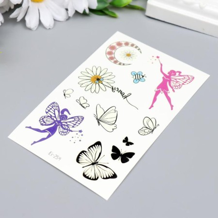 Tattoo on the body phosphorus "butterflies-flowers" mix 12x7.5 cm-3