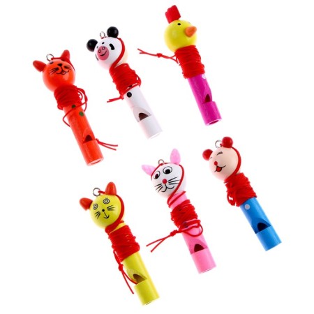 Toy musical whistle "Animals" on a rope, mix-4