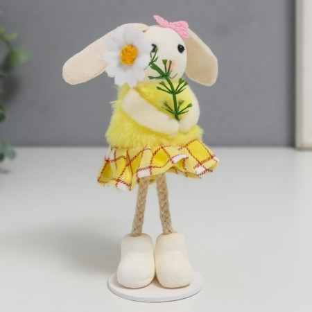 Souvenir "Bunny with a flower in a checkered skirt" 13 cm-1