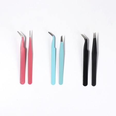 A set of tweezers for eyelash extensions, 2 pcs, color mix-5