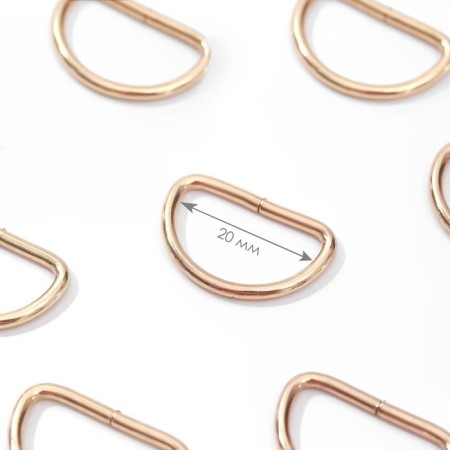 Half rings for bags, d = 20 mm, thickness - 2 mm, 10 pcs, gold color
