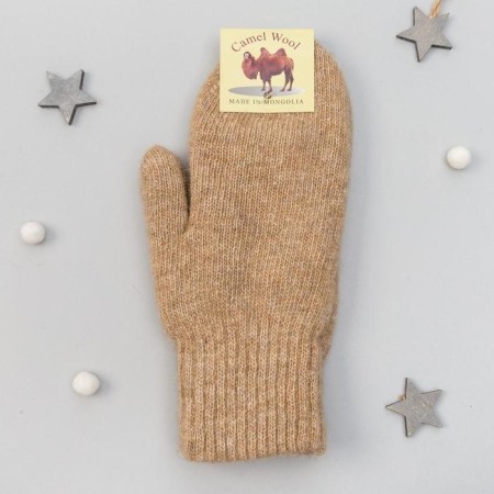 Women's mittens from Mongolian wool, beige color, size 17-19 (6.5-7.5)-2