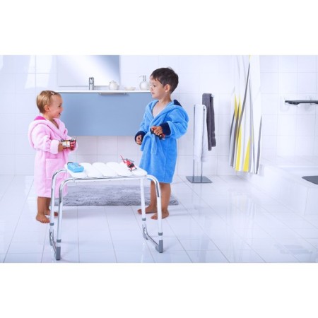Bathroom stool with adjustable Pro height, white-1