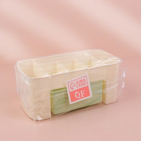Organizer for storage, 6 sections, with a box, 21 × 10.5 × 9 cm, beige/green color-5