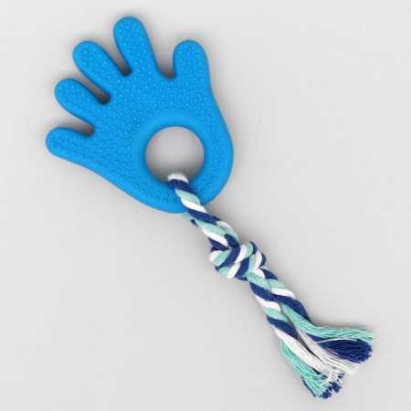 Chewing toy with a rope for dogs "palm", 10 cm, blue-1