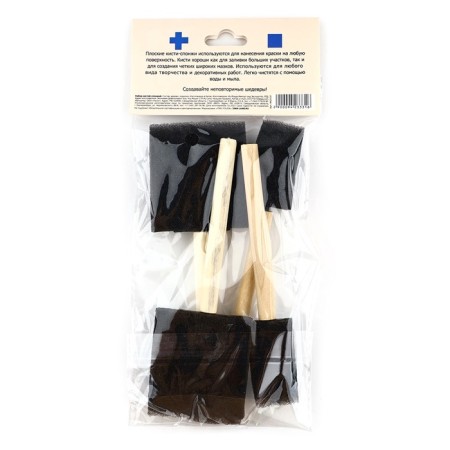 Brush for drawing sponge set 4 pcs. "Create" flat, wooden pen-4