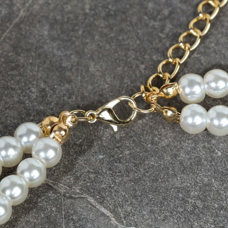 Set 2 objects: earrings, Antoinette necklace, a flash, white color in gold, 40 cm-2