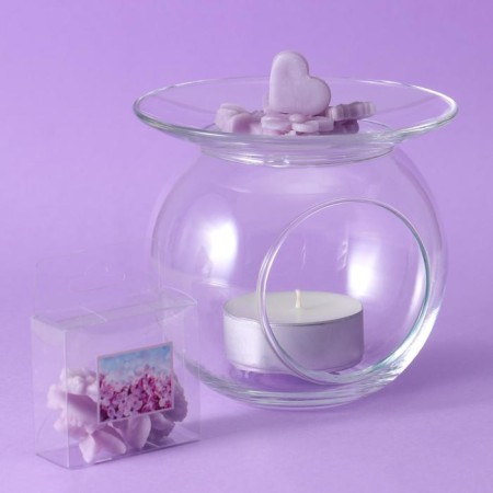 Glass candlestick with a lilac filler, flavor, 16x16 cm